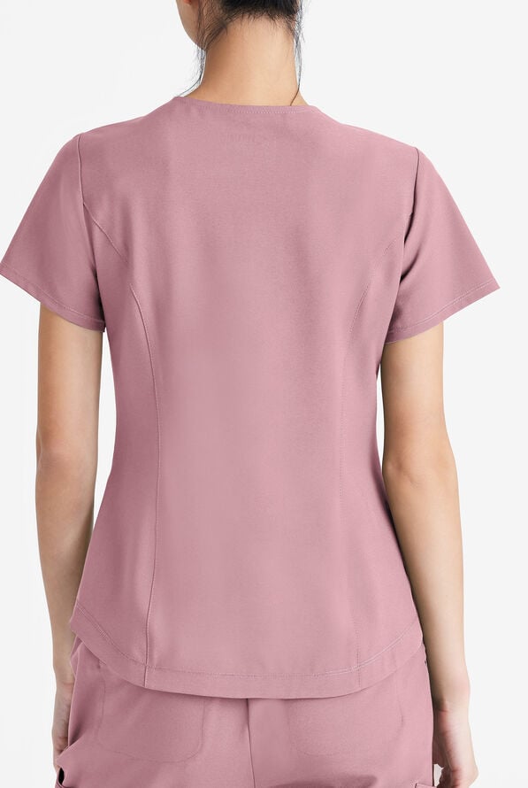 Grey's Anatomy by Barco Evolve STRETCH Rhythm Women's 2-Pocket V-Neck Scrub Top - Misty Pink - 3