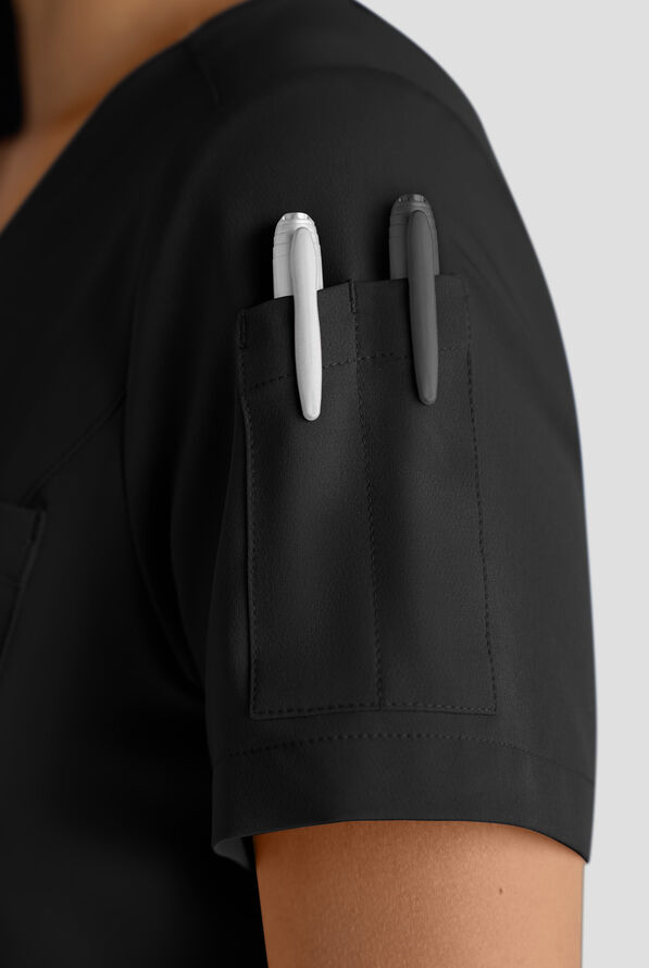 ReSurge Diamond Women's 3-Pocket V-Neck Tuck In / Wear Out Scrub Top - Black - 5