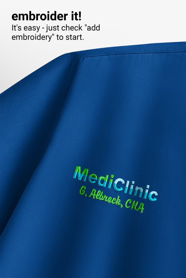 Cherokee Workwear Originals Ultra Women's 2-Pocket Crew Neck Zip Front Scrub Jacket - Royal - 4