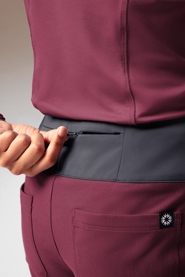 Pantalón médico Hypothesis Dynama Y Petite estilo yoga con 7 bolsillos para mujer - Wine/Pewter - 5