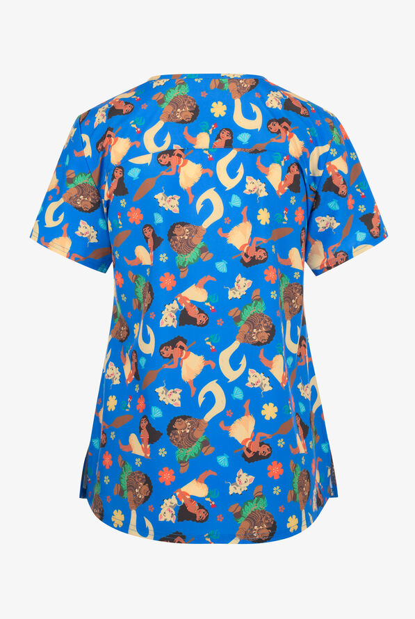 Disney's Moana Tropical by Funscrubs Women's 2-Pocket STRETCH V-Neck Print Scrub Top - null - 2