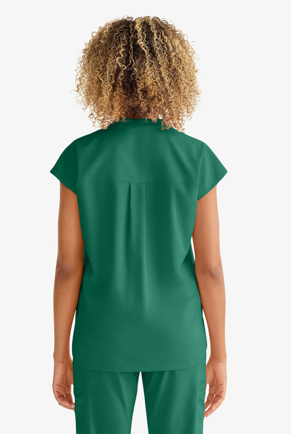 Healing Hands Purple Label Journey Women's 2-Pocket STRETCH Dolman Sleeve Mandarin Collar Scrub Top - Hunter - 5