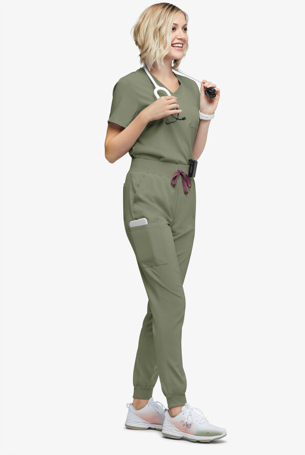 Easy STRETCH Olivia Women's 7-Pocket Slim Leg Jogger Scrub Pants - Tall - Olive Leaf - 5