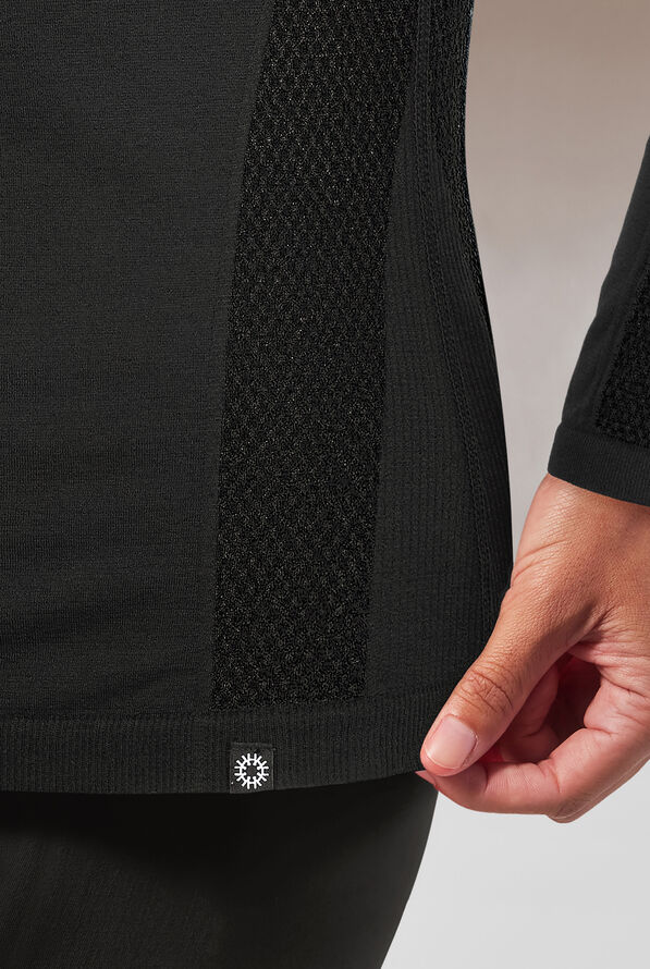 Hypothesis Inner K Contour Women's Long Sleeve Crew Neck Knit Underscrub - Jet Black - 6