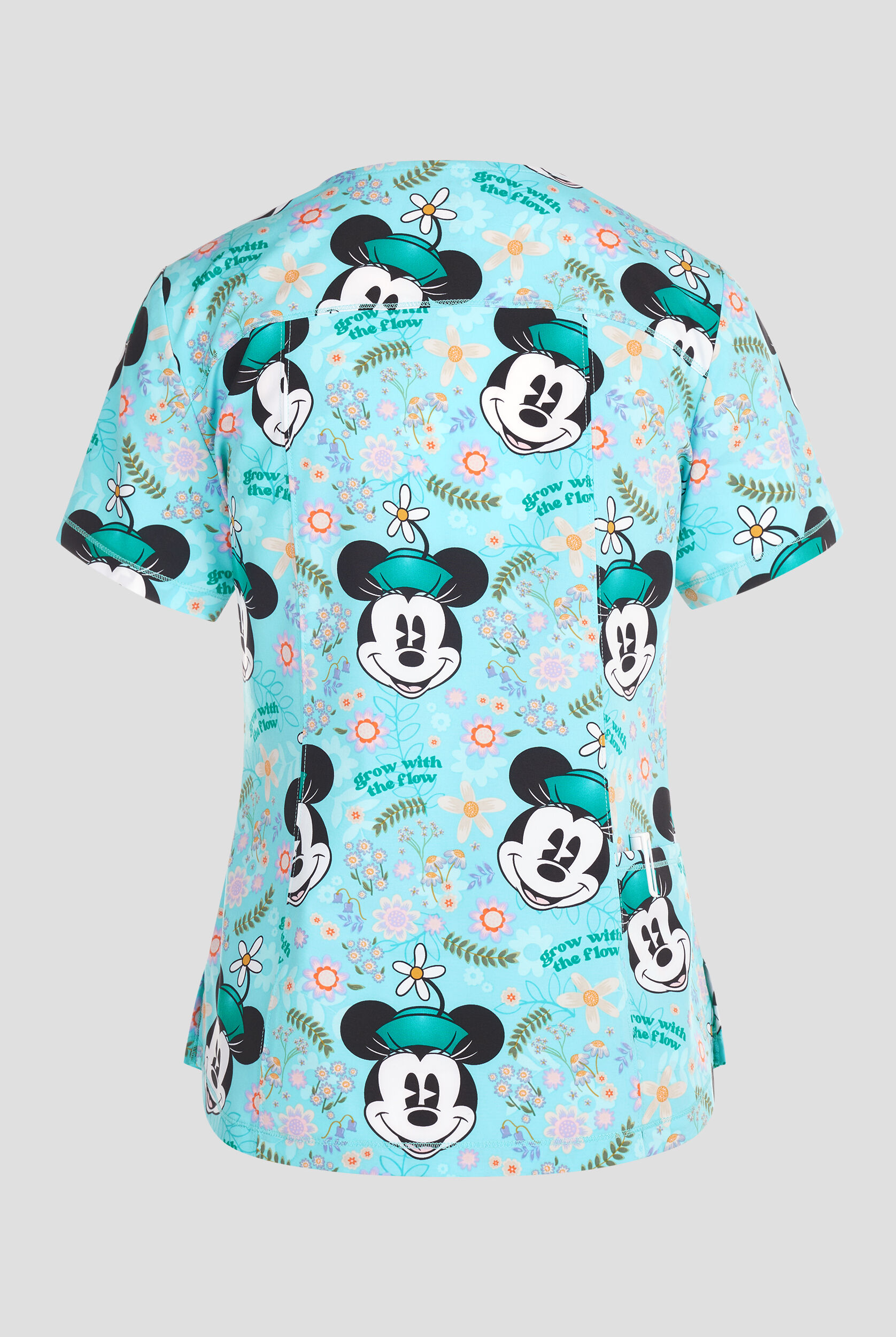Tooniforms Disney's Mickey Garden Grows Women's 2-Pocket STRETCH V