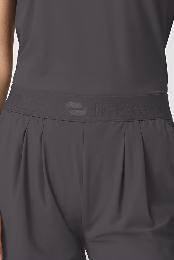 Infinity Pursuit Women's 3-Pocket STRETCH Pull On Pleated Wide Leg Scrub Pant - Pewter - 3