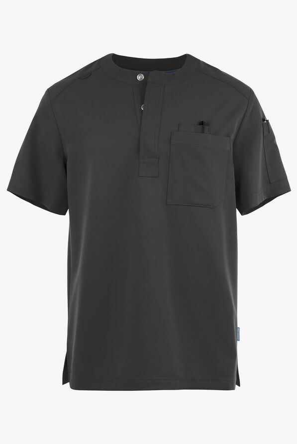 MOVEMENT by Butter-Soft Eclipse Men's 4-Pocket Short Sleeve Henley Scrub Top - Pewter - 1