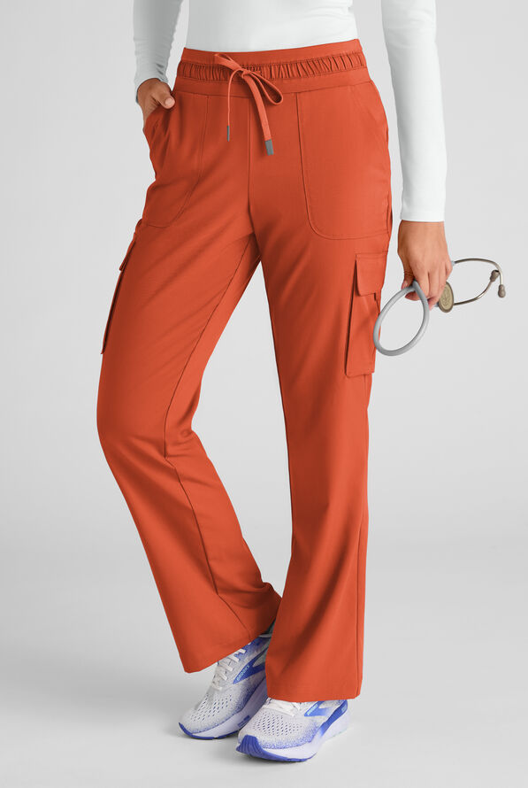Grey's Anatomy by Barco Emerge Parker Women's 4-Pocket STRETCH Fit & Flare Scrub Pants - Warm Sienna - 1