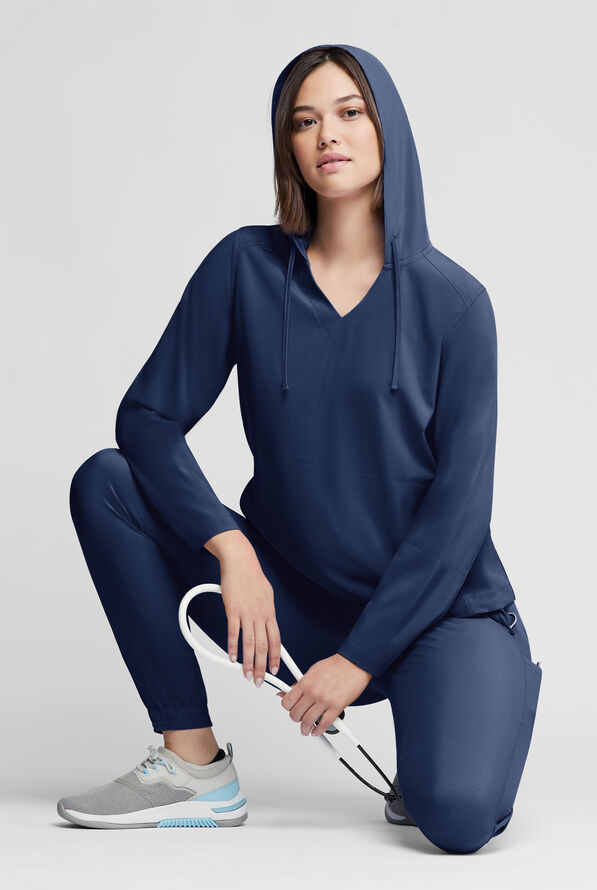 Easy STRETCH Billie Women’s 4-Pocket Pullover Scrub Hoodie - Grey Stone - 7