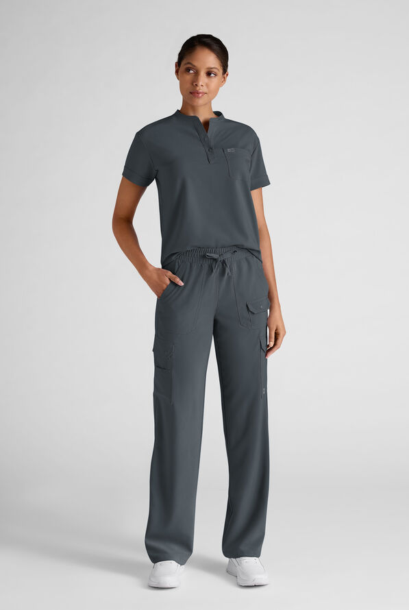 Easy STRETCH Ayo Women's 10-Pocket Cargo Scrub Pants - Petite - Pewter - 3