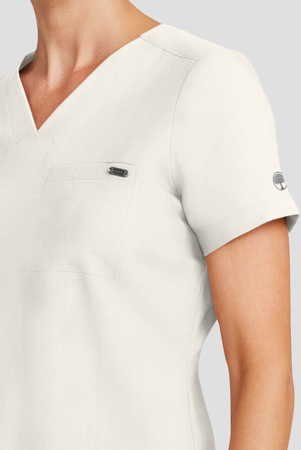 Blusa m&eacute;dica Healing Hands Quest STRETCH con cuello en V y 1 bolsillo para mujer - White Gardenia - 3