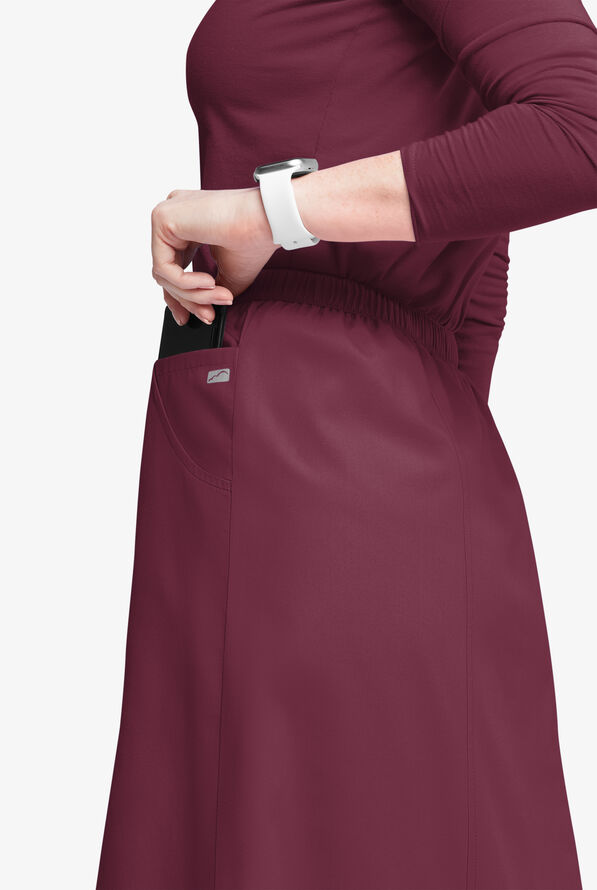 Falda médica estilo acampanada Butter-Soft Originals al tobillo con 4 bolsillos para mujer - Wine - 2
