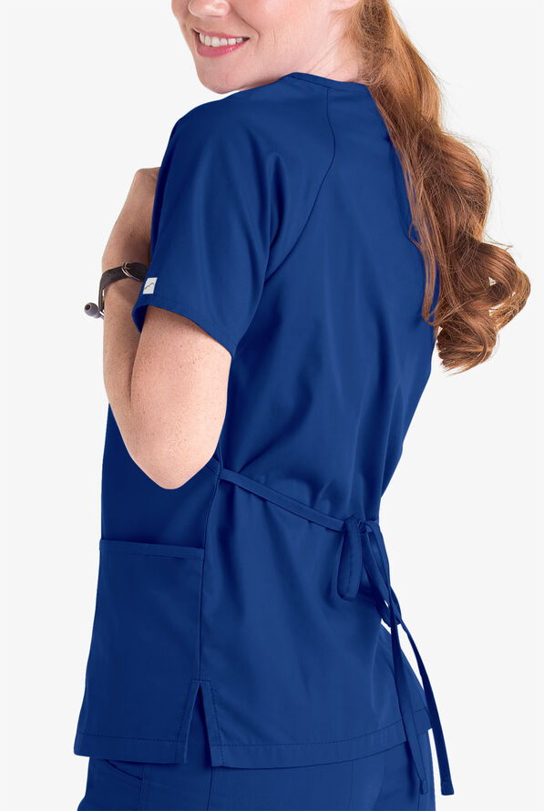 Butter-Soft Core Women's 2-Pocket Solid Mock Wrap Scrub Top - Galaxy - 4