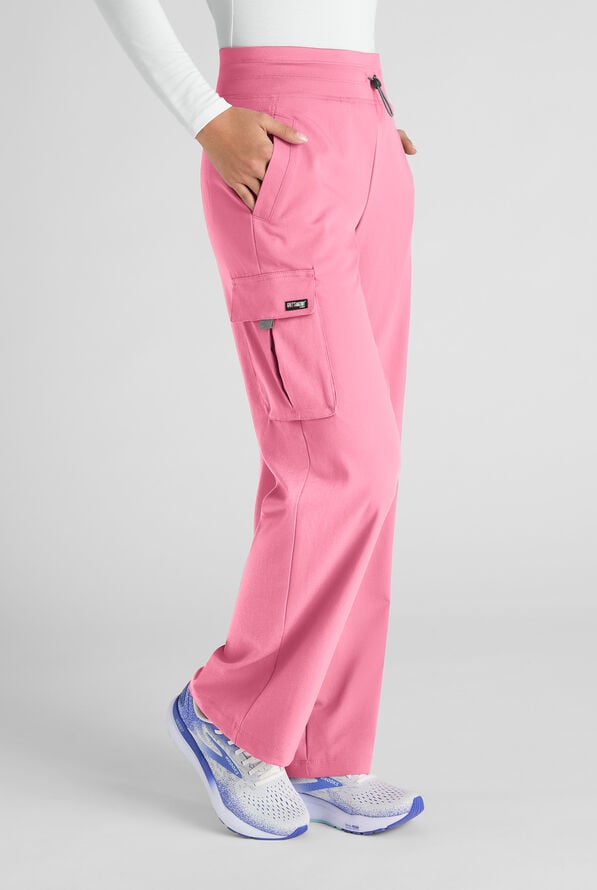 Pantal&oacute;n m&eacute;dico Grey's Anatomy by Barco Emerge Teagan STRETCH de tiro alto con piernas anchas y 6 bolsillos para mujer - Glow Pink - 1