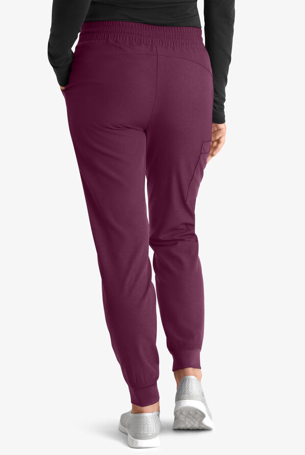Skechers by Barco Theory Women's 4-Pocket STRETCH Cargo Jogger Scrub Pants - Wine - 4