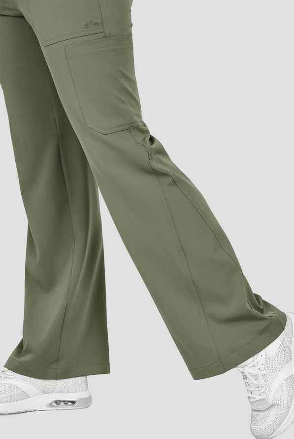 Pantalón médico Zavate Ava Therese Avery STRETCH de tiro alto estilo cargo con piernas anchas y 6 bolsillos para mujer - Olive - 2
