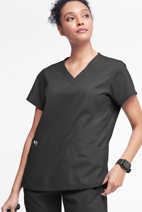Butter-Soft Originals Women's 6-Pocket V-Neck Scrub Top - Black - 2
