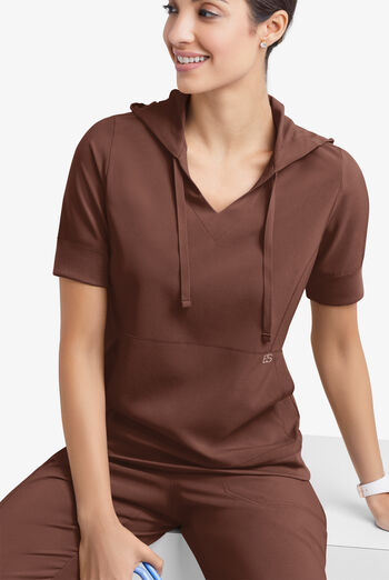 Easy STRETCH True Women's 3-Pocket Short Sleeve Pull-Over Scrub Hoodie