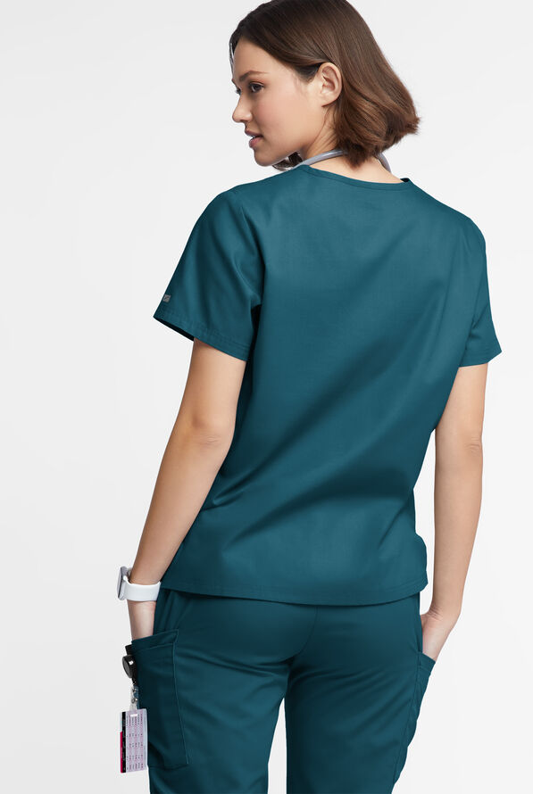 Butter-Soft Originals Women's 2-Pocket V-Neck Scrub Top - Caribbean Blue - 3