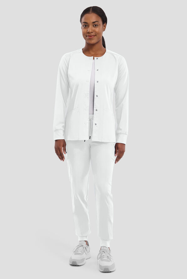 Healing Hands Purple Label Daisy Women's 4-Pocket STRETCH Scrub Jacket - White - 5