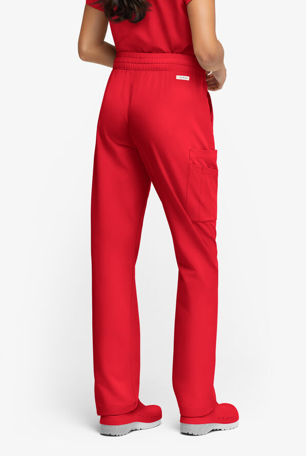 Pantalón médico ReSurge Topaz con cordón ajustable y 11 bolsillos para mujer - Atomic Red - 5