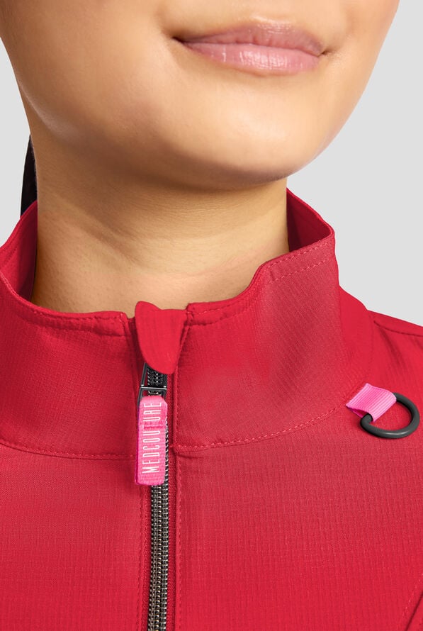 Med Couture Amp Women's 2-Pocket STRETCH Zip Front Warm Up Scrub Jacket - Solar Flare - 3