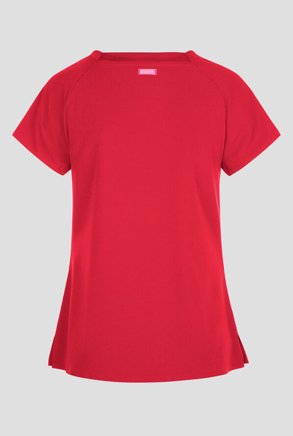 Blusa médica Med Couture Amp STRETCH con cuello cuadrado y 3 bolsillos para mujer - Solar Flare - 2