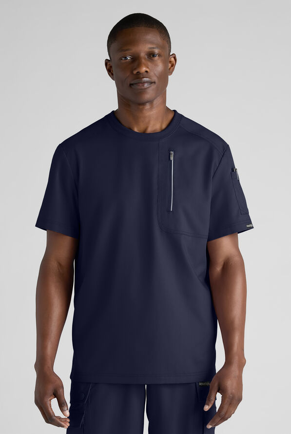 Advantage STRETCH Men's 3-Pocket Crew Neck Scrub Top - Navy - 1