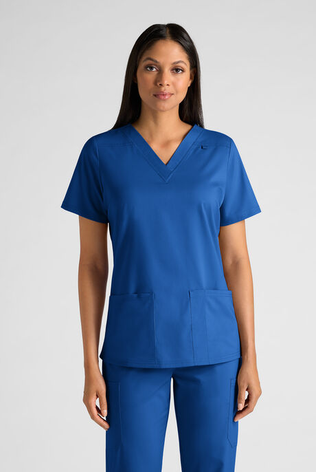 Blusa médica Butter-Soft FLXTEK STRETCH con cuello en V y 3 bolsillos para mujer