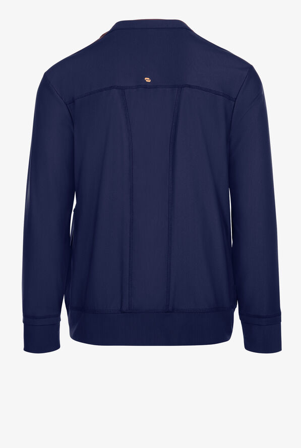 Infinity GNR8 Kinetic Knit Men's 6-Pocket STRETCH Mesh Detail Zip Front Scrub Jacket - Navy - 2
