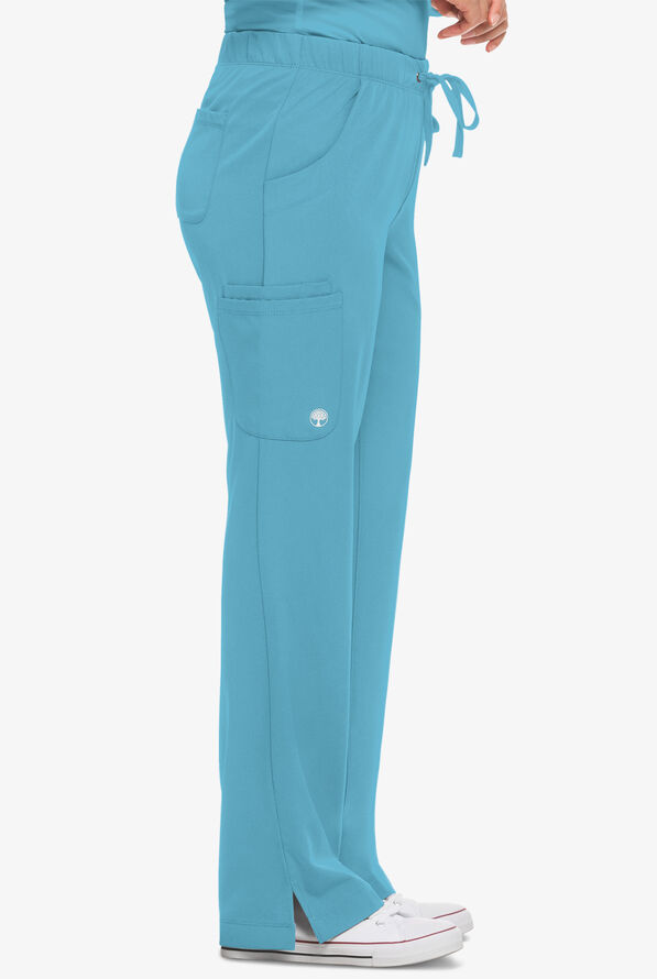 HH Works by Healing Hands Rebecca Women's 6-Pocket STRETCH Drawstring Waist Cargo Scrub Pants - Petite - Fresh Blue - 3