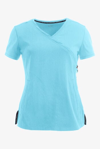 Blusa m&eacute;dica koi Lite&trade; Philosophy STRETCH estilo cruzado con 3 bolsillos y cremallera para mujer