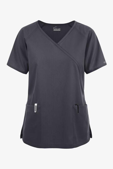 Butter-Soft Originals Women's 3-Pocket Mock Wrap Scrub Top
