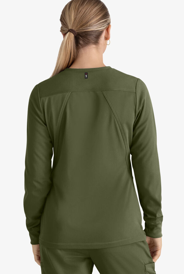 Grey's Anatomy by Barco Spandex STRETCH Gianna Women's 5-Pocket Zip Front Scrub Jacket - Olive - 4