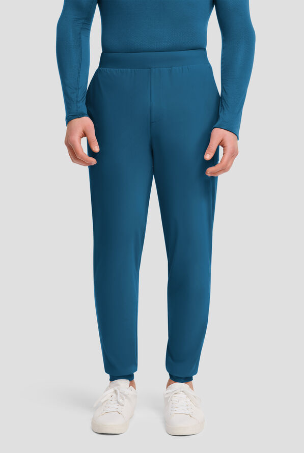 Infinity PURSUIT Men's 5-Pocket STRETCH Internal Drawstring Cargo Jogger Scrub Pants - Caribbean Blue - 1