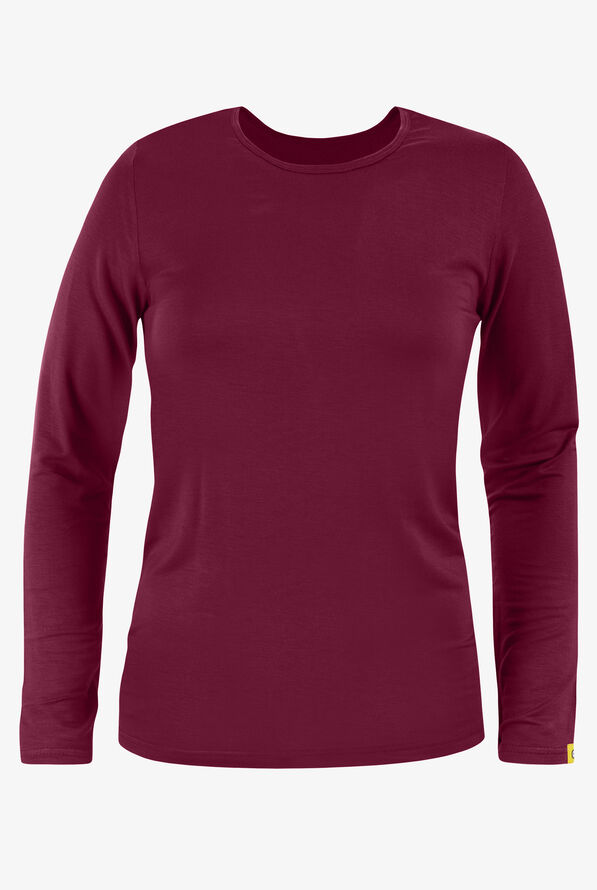 Wink Layers Women's STRETCH Silky Long Sleeve Knit Underscrub - Wine - 1