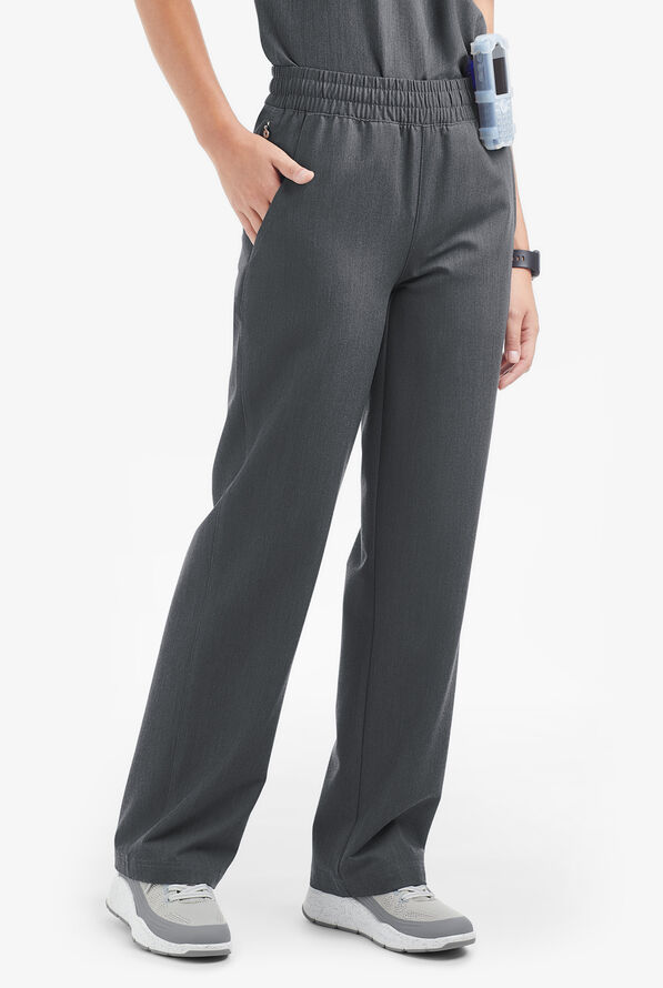 MOVEMENT by Butter-Soft Mira Women's 6-Pocket Wide Leg Scrub Pants - Charcoal Heather - 1