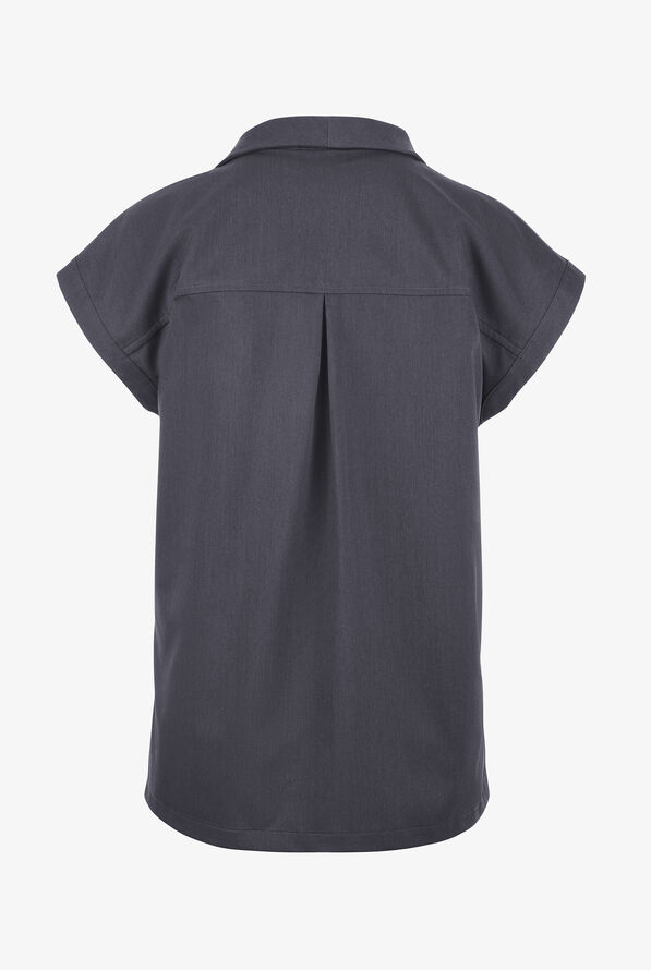 Healing Hands Purple Label Women's 1-Pocket STRETCH Dolman Sleeve Notch Collar Scrub Top - Pewter - 2