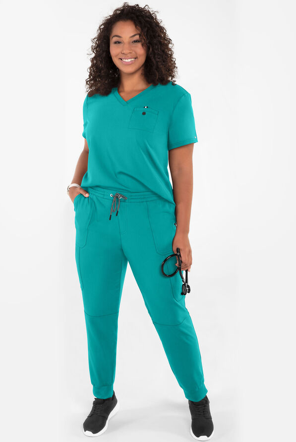 koi Next Gen Ready to Work Women's 1-Pocket STRETCH V-Neck Scrub Top - Teal - 4