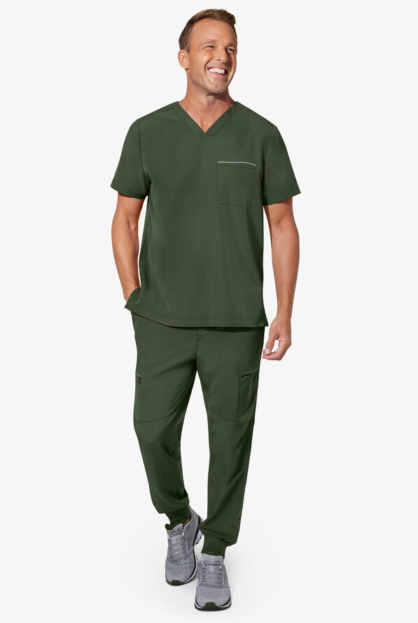 Pantal&oacute;n m&eacute;dico Healing Hands 360 Nolen STRETCH estilo jogger con cord&oacute;n y 6 bolsillos para hombre - Dark Pine - 3