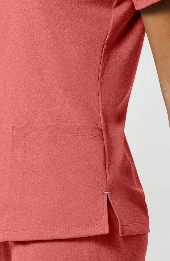 Cherokee Achieve Women's 2-Pocket STRETCH Knit V-Neck Scrub Top - True Coral - 7