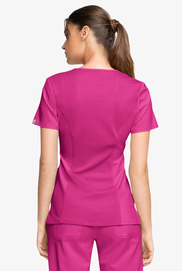 Infinity Women's 3-Pocket STRETCH Round Neck Scrub Top - Future Fuchsia - 4