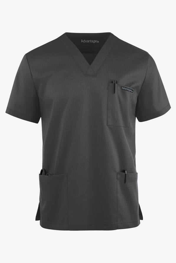 Advantage STRETCH Men's 6-Pocket V-Neck Scrub Top - Pewter - 1