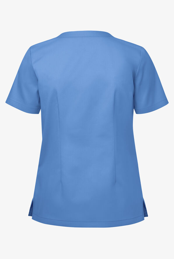Blusa médica UA Butter-Soft STRETCH con cuello en V y 3 bolsillos de ojal para mujer - Ceil Blue - 2
