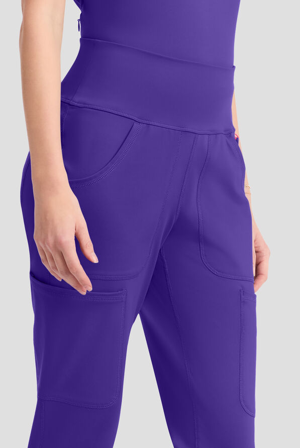 Med Couture Amp Knit Women's 5-Pocket STRETCH High-Rise Cargo Jogger Scrub Pant - Galactic Purple - 2