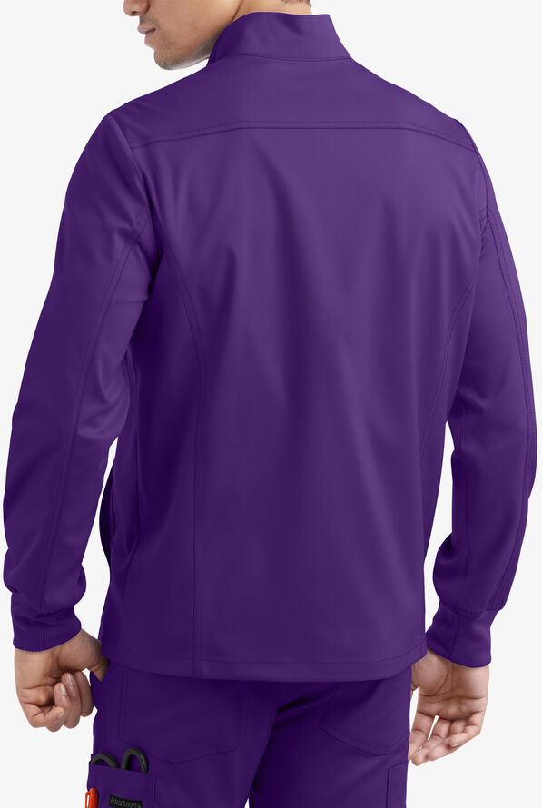 Advantage STRETCH Men's 4-Pocket Zip Front Warm-Up Scrub Jacket - Grape - 2