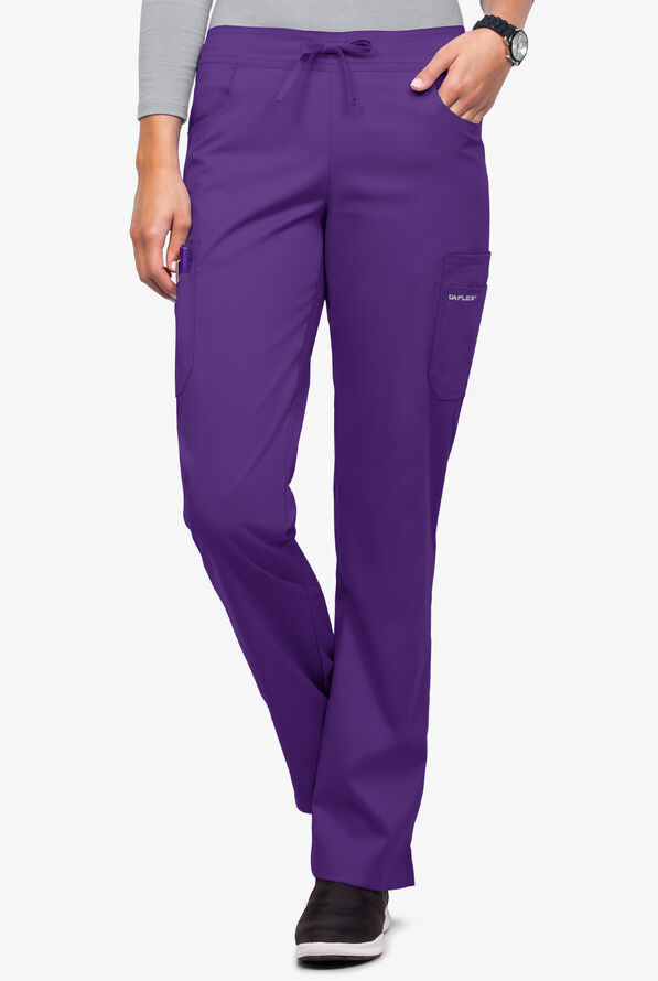 Pantalón médico UA Flex2 STRETCH estilo cargo con 7 bolsillos y frente plano para mujer - Grape - 1