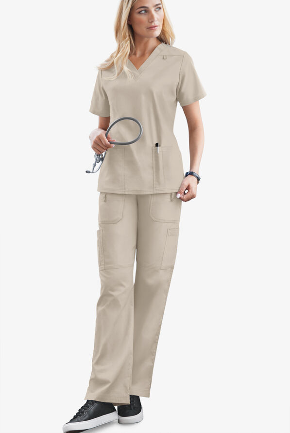 Pantalón médico UA Butter-Soft STRETCH con 8 bolsillos para mujer - Warm Sand - 2