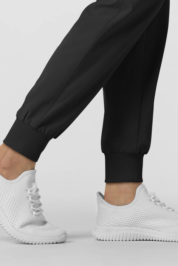 Wink Renew Women's 6-Pocket STRETCH Flat Front Drawstring Cargo Jogger Scrub Pant - Black - 3
