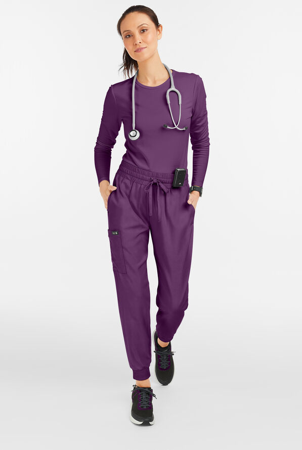 koi Basics Gemma Women's 5-Pocket STRETCH Cargo Jogger Scrub Pants - Eggplant - 4